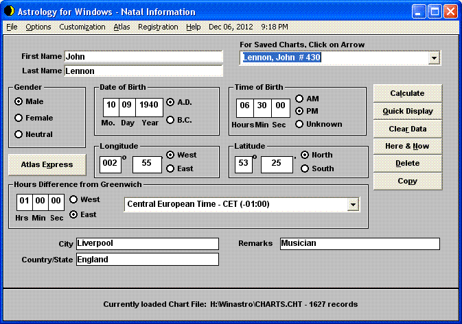 Astrology for Windows Screenshot